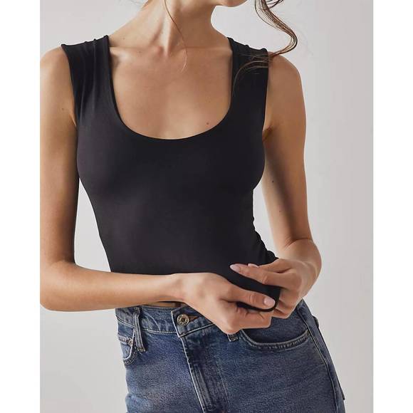 NEW FREE PEOPLE clean lines muscle cami in black - Picture 1 of 3
